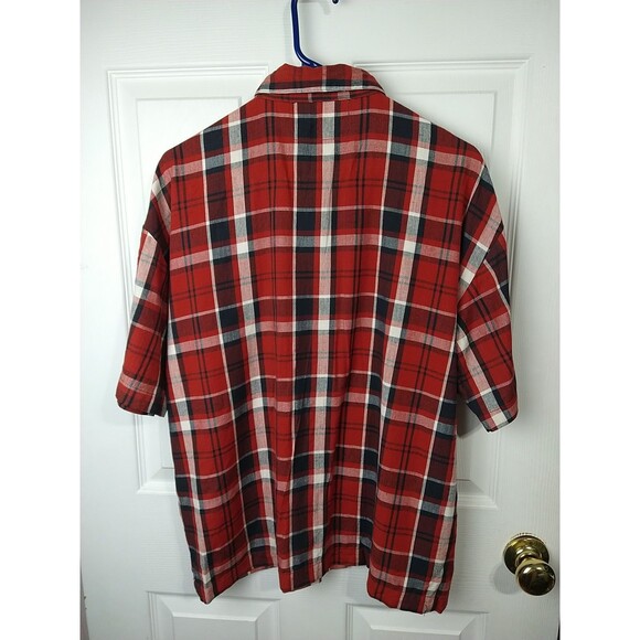 Ultra Pink Men's S Red Flannel Vintage Single Stitch S/S Button Pocket Shirt - Picture 12 of 12